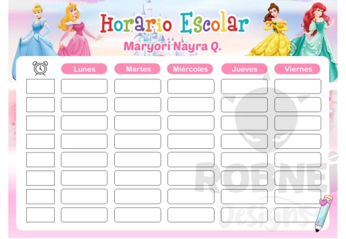 Princesas disney 2 Horario Escolar